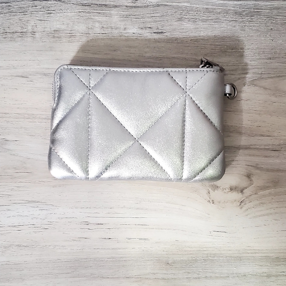 Coach Metallic Silver Quilted Wristlet - Picture 2 of 3
